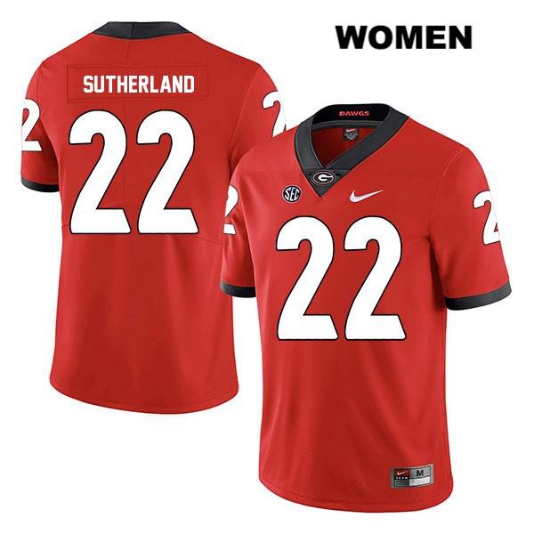 Georgia Bulldogs Women's Jes Sutherland #22 NCAA Legend Authentic Red Nike Stitched College Football Jersey UMN3756YI